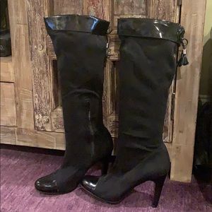Black suede and Patent Leather BCBGirls Boots